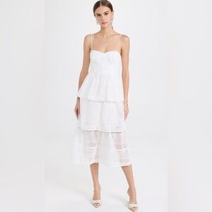Self Portrait White Broderie Anglaise Midi Dress Size 4